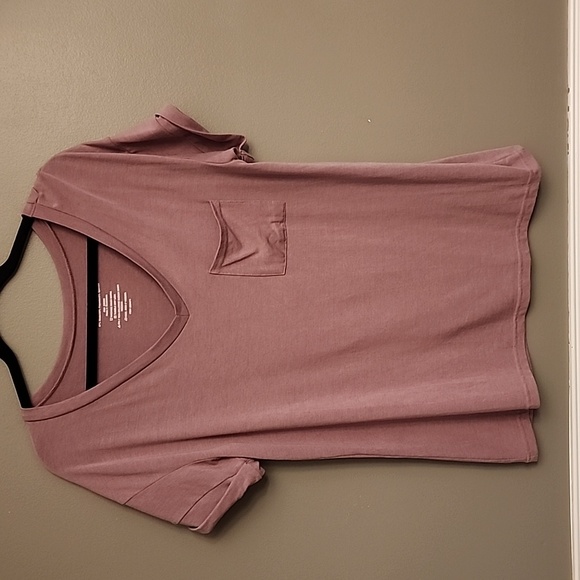 Soft Tee Tops - Heathered Purple cuffed sleeves Tee